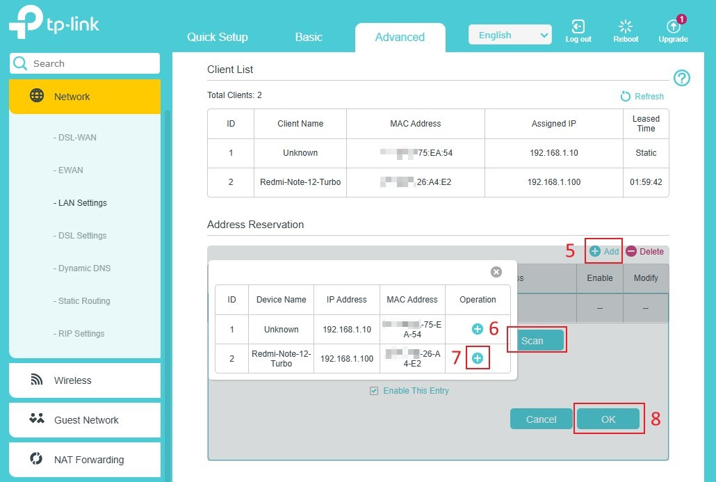Reserve the IP address.