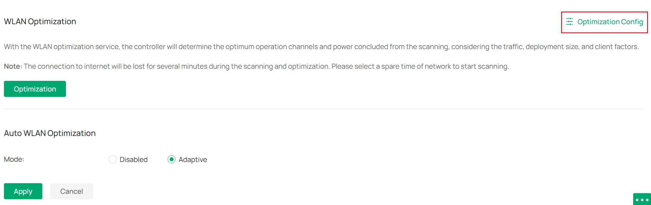 show the position of Optimization config button