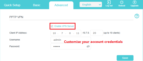 The guide for enabling the VPN Server.