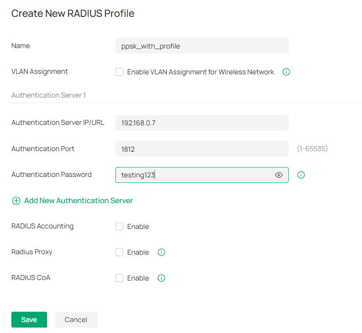 Create new radius profile