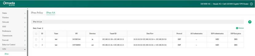  IPsec VPN tunnel on Router A.