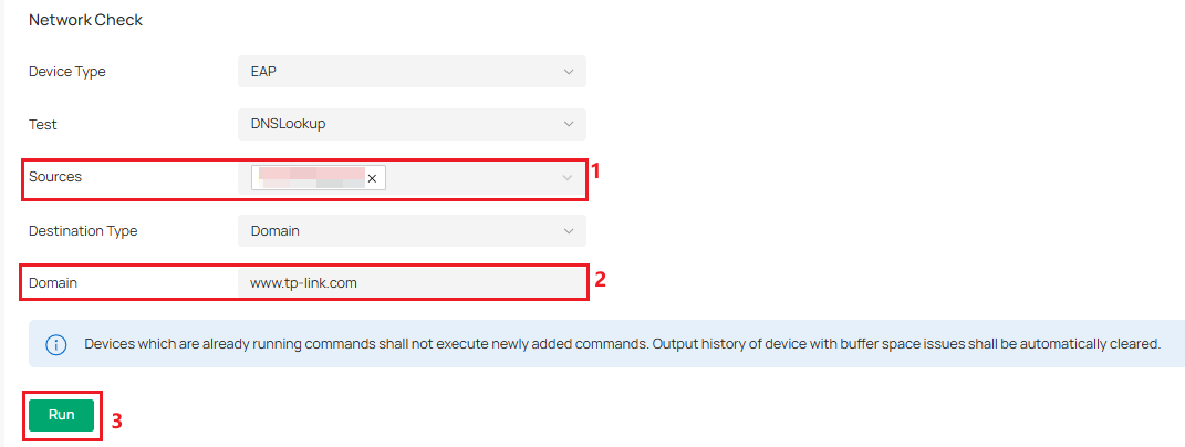 The DNSLookup tool configuration page.
