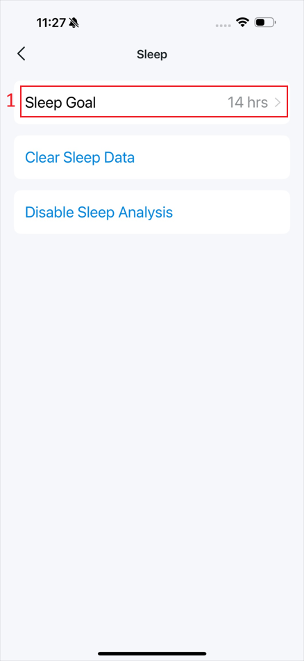 The location “Sleep Goal” on the sleep page.