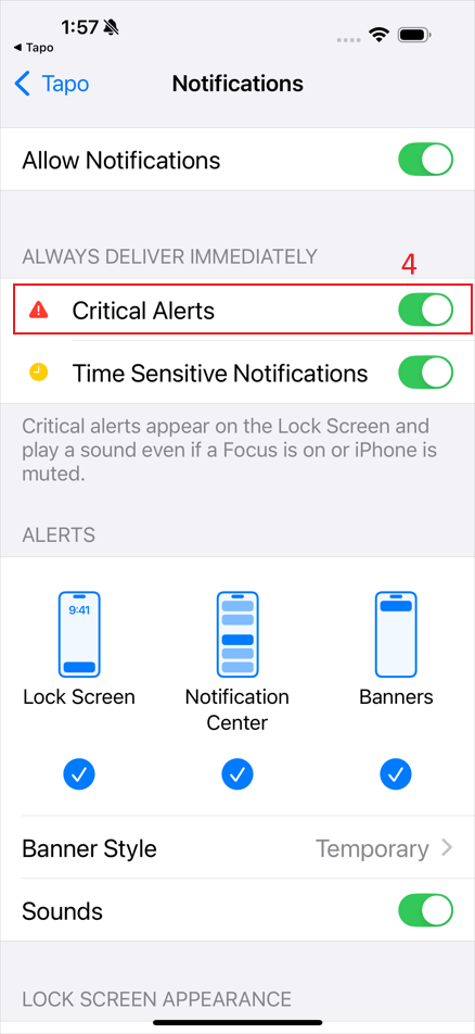 The location “Critical Alerts” on the Notifications page.