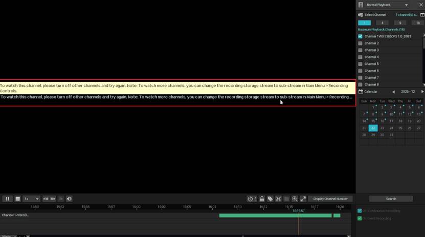 Black screen in NVR GUI’s preview screen