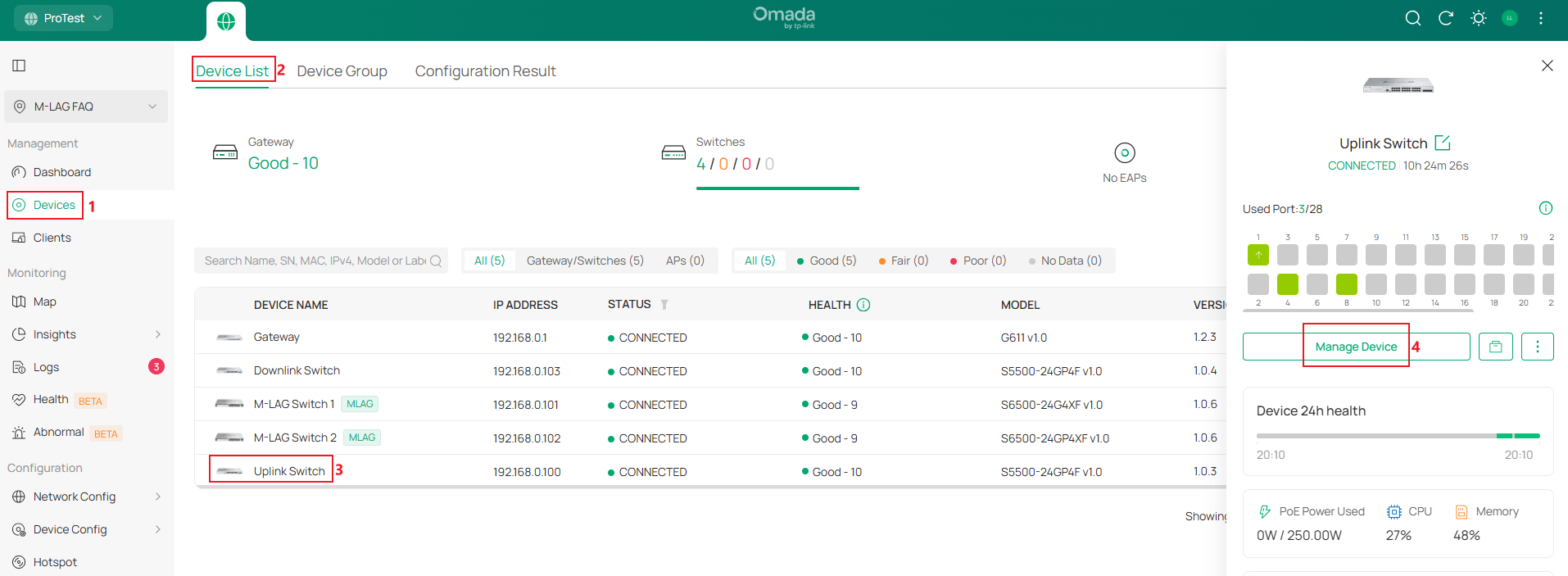 Show the process of entering switch configuration page.