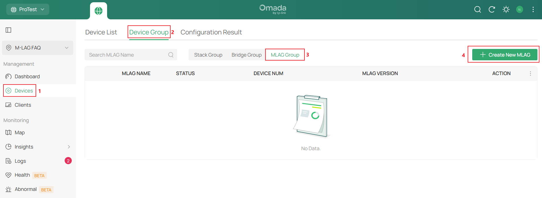Show the process of accessing M-LAG configuration page.