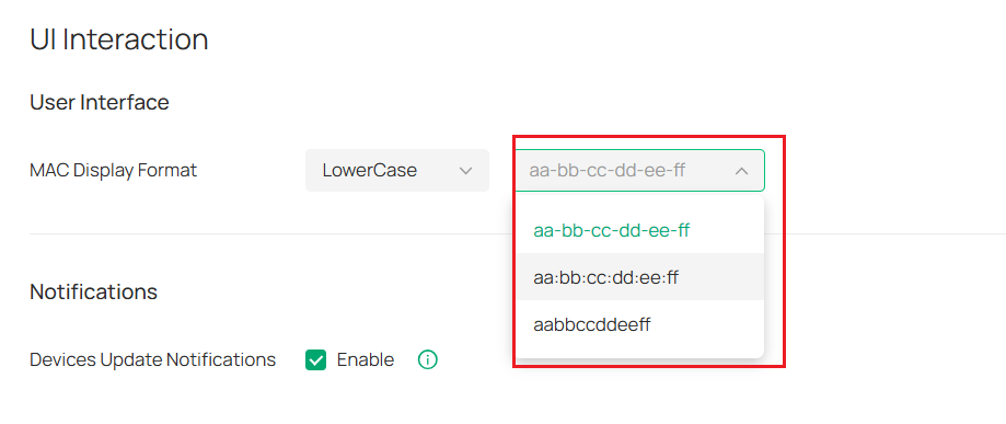  Interval format configuration.