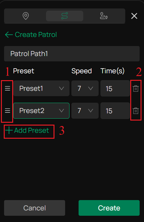 Configure the patrol sequence.