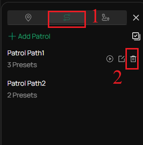 Click the delete button to delete the patrol