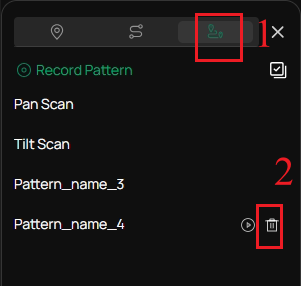 Click delete button to delete the recorded pattern scan.