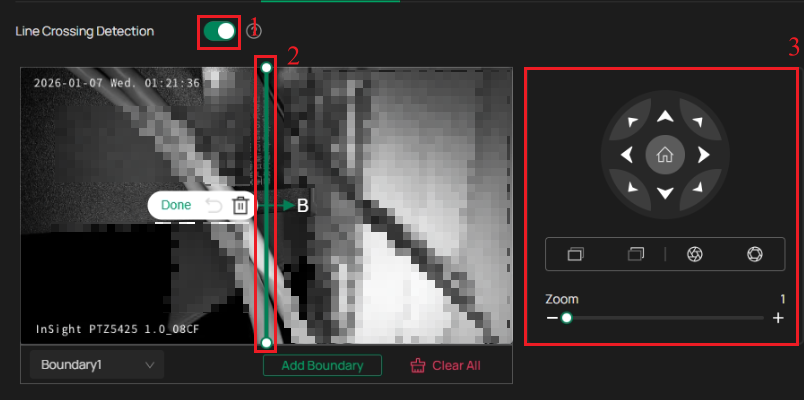 Adjust the position of boundary line and the camera’s PTZ.
