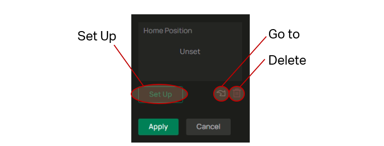 Labeled diagram of the Set Up panel.