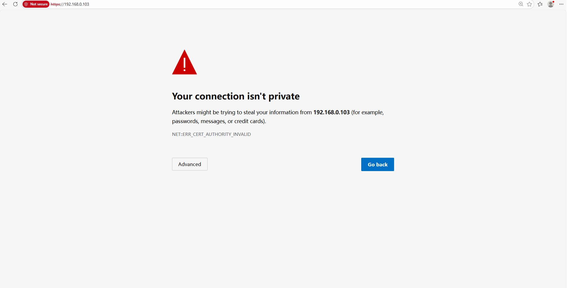 Display a screenshot of not secure information.