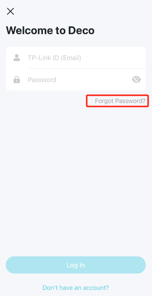 Deco app login page.