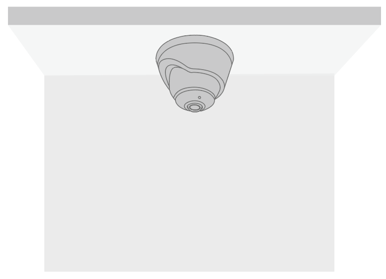 The camera is installed on the ceiling under the eaves.