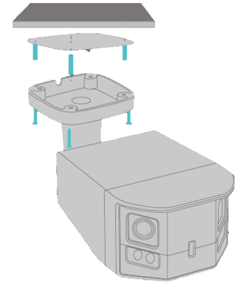 The camera is installed on the ceiling.