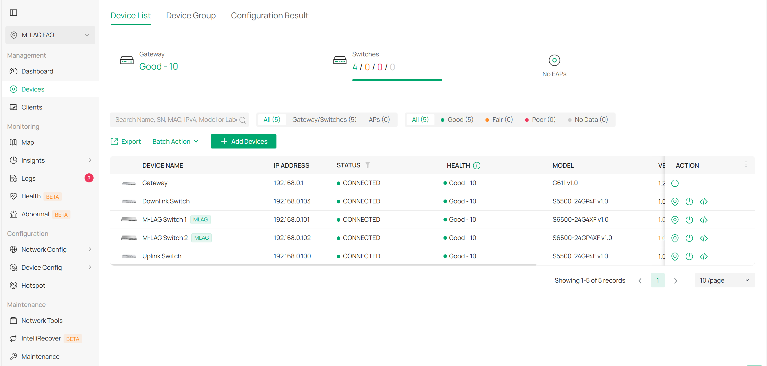 Pro switches adopted in the controller.