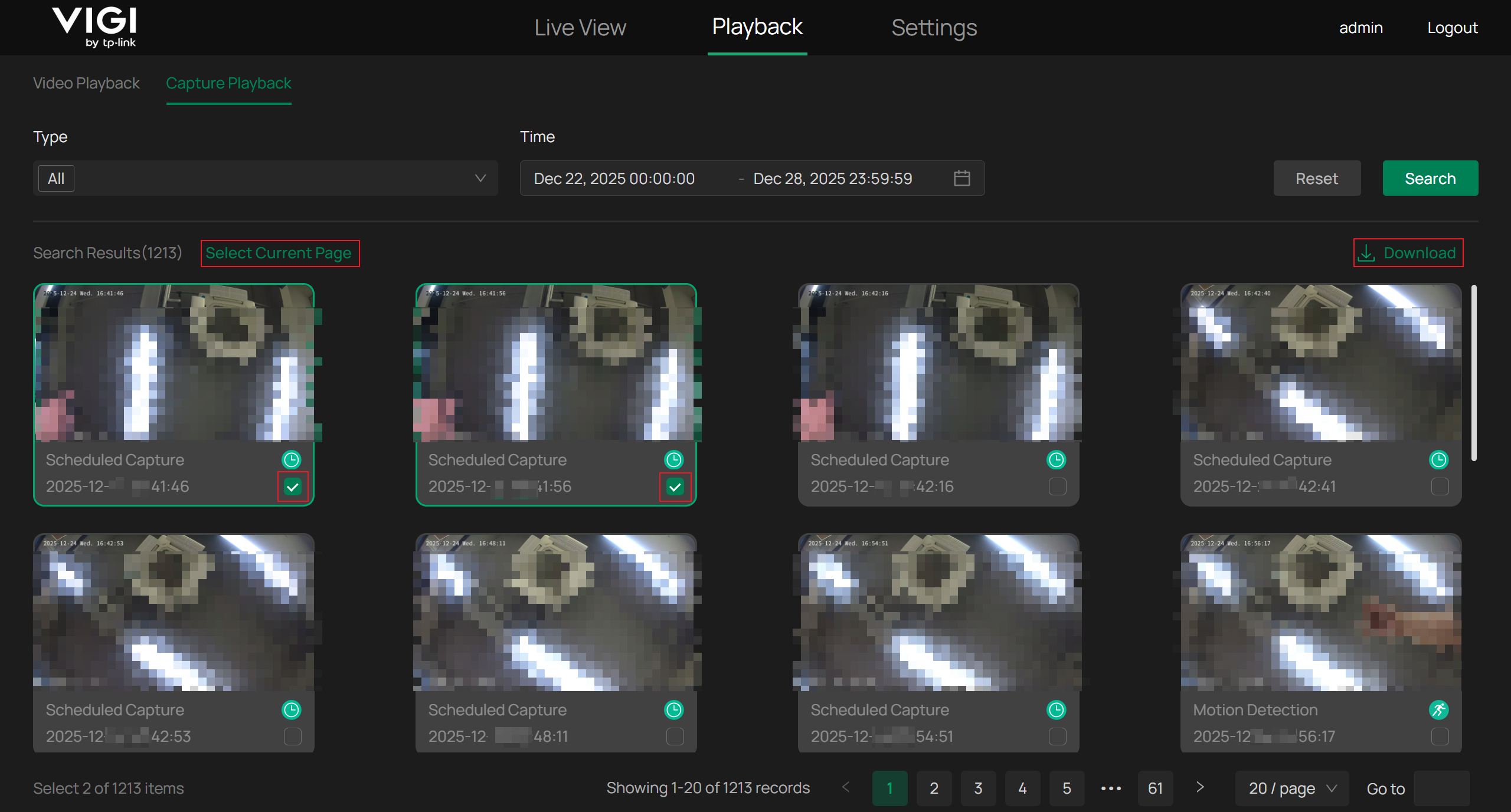 Select and Download images.