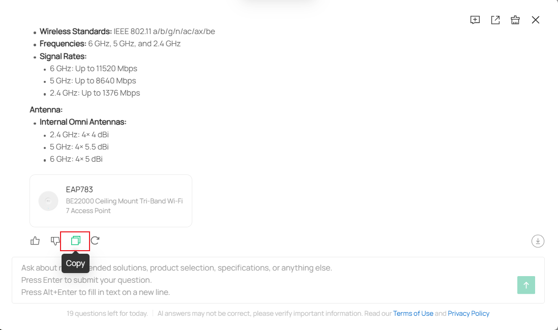 Display the location of the copy button.