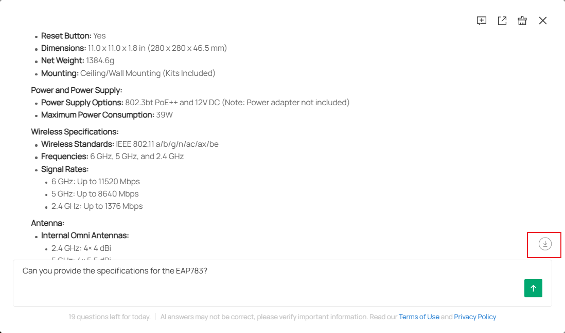 Position of the scroll to bottom button.