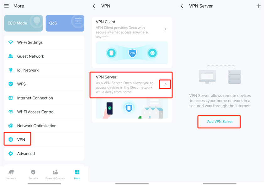 Locate "Add VPN Server" option.