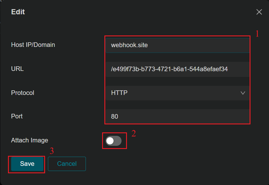 Enter the alarm server’s information.