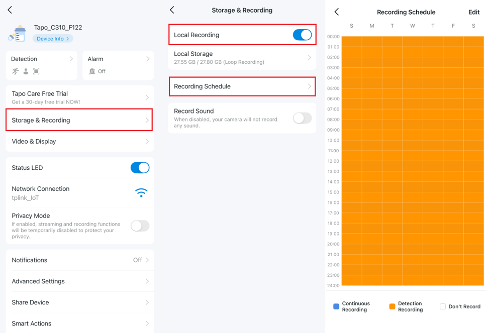 The way to check the recording schedule.