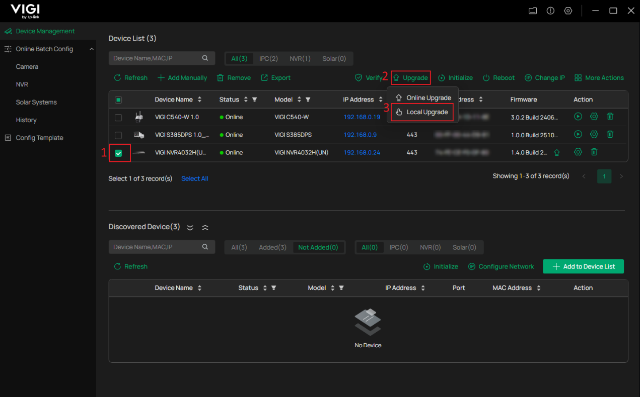 Show the location of the Local Upgrade.