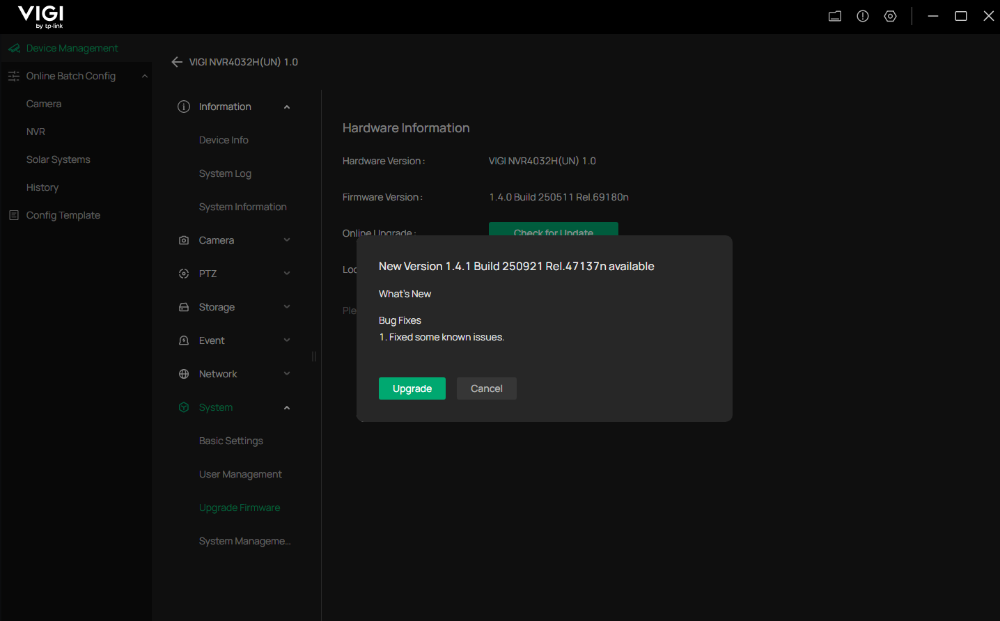 Display update button.