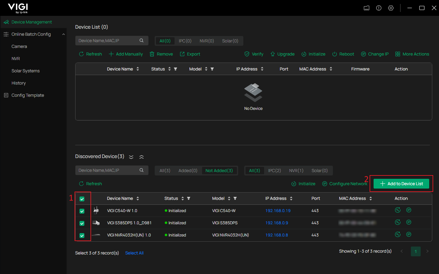 Select the device and add it.