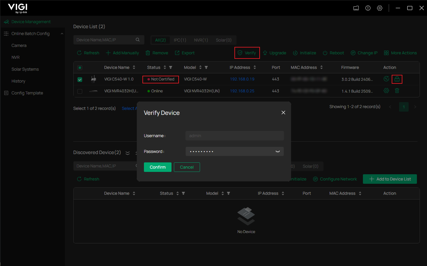 Re-enter the correct password for verification.