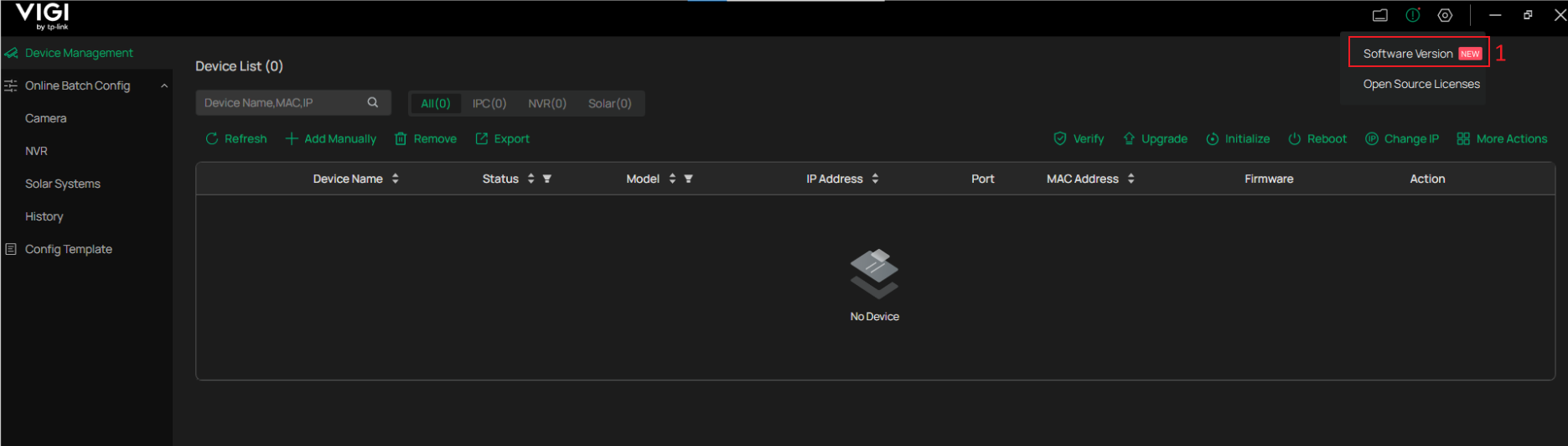 Show the position of software version.