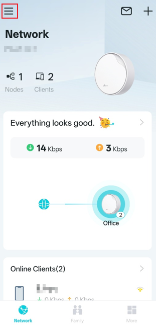 The three-line button in the top left corner.