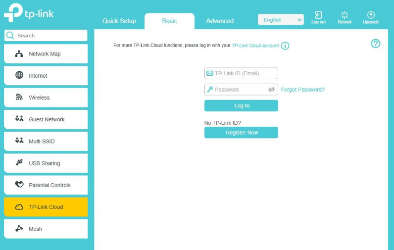 The TP-Link Cloud page.