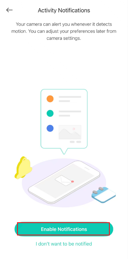 The location of “Enable Notifications” button.