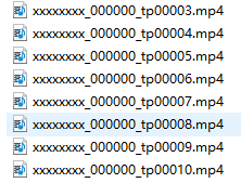 A list of MP4 files on an SD card representing preallocated reserved video files created by the camera.