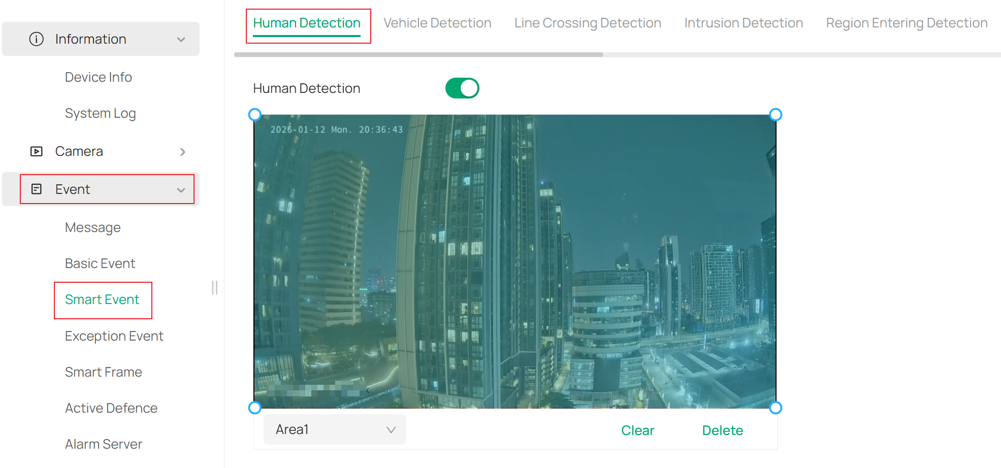 Enable Human Detection on the IPC.