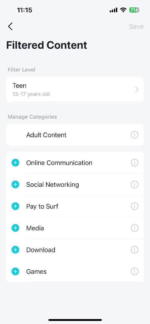 The Filtered Content page.