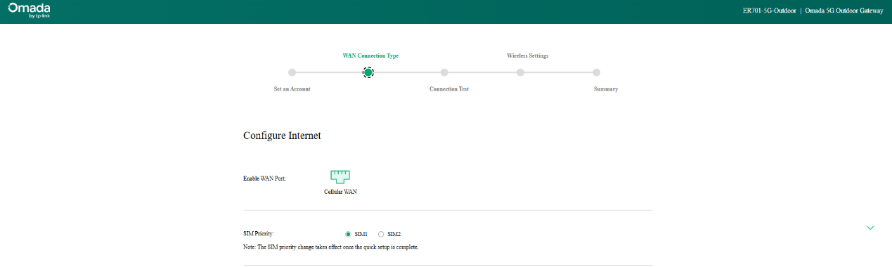 Show the WAN Connection Setup page.
