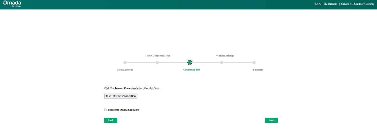 Show the Connection Test page.
