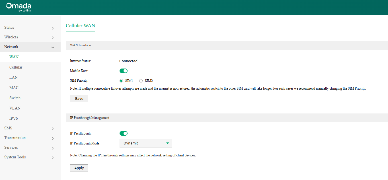 Show the WAN configuration page.