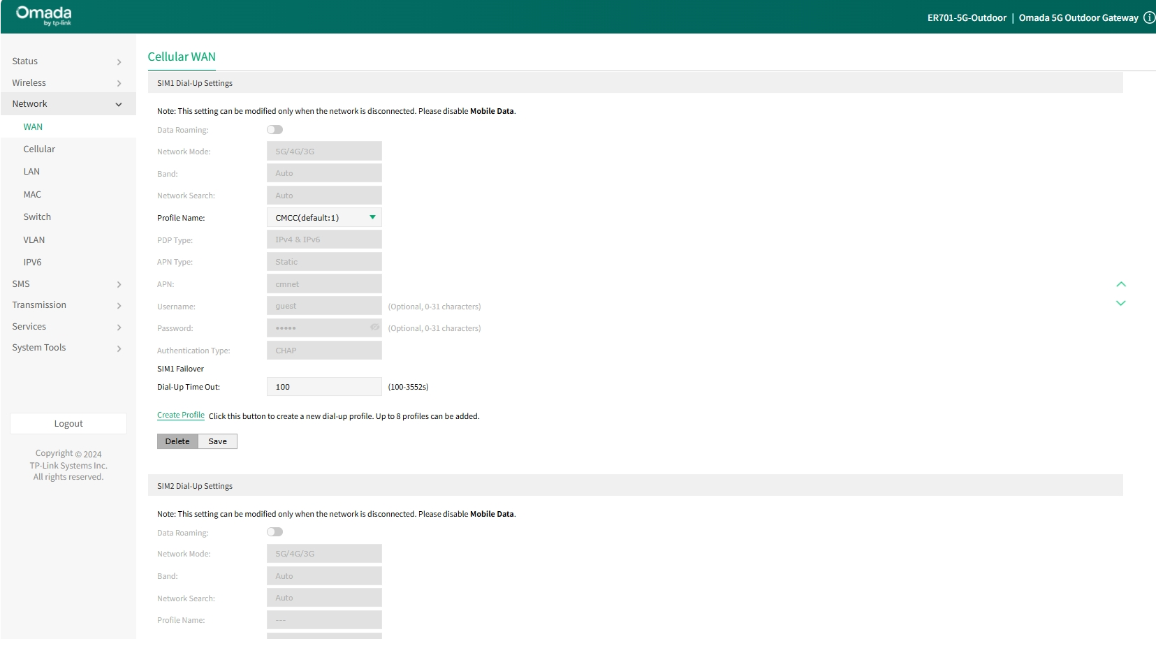 Show the WAN configuration page.
