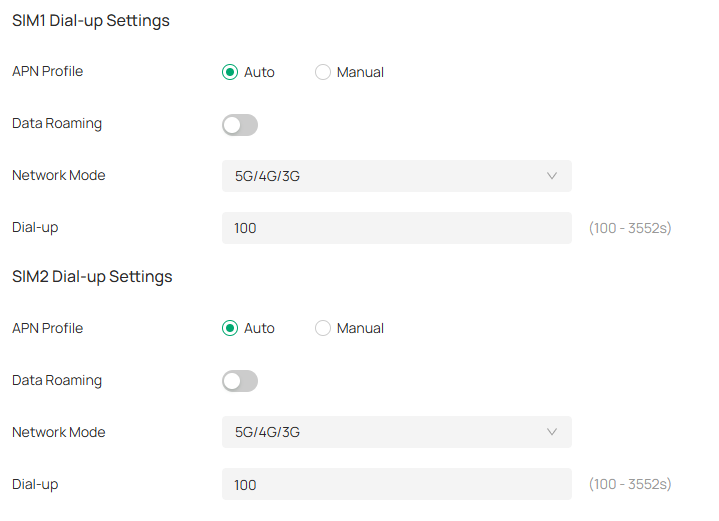 Show the Internet configuration page.