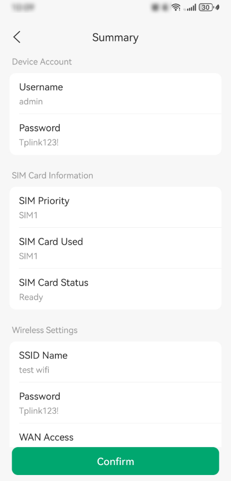 Click confirm to complete the configuration.