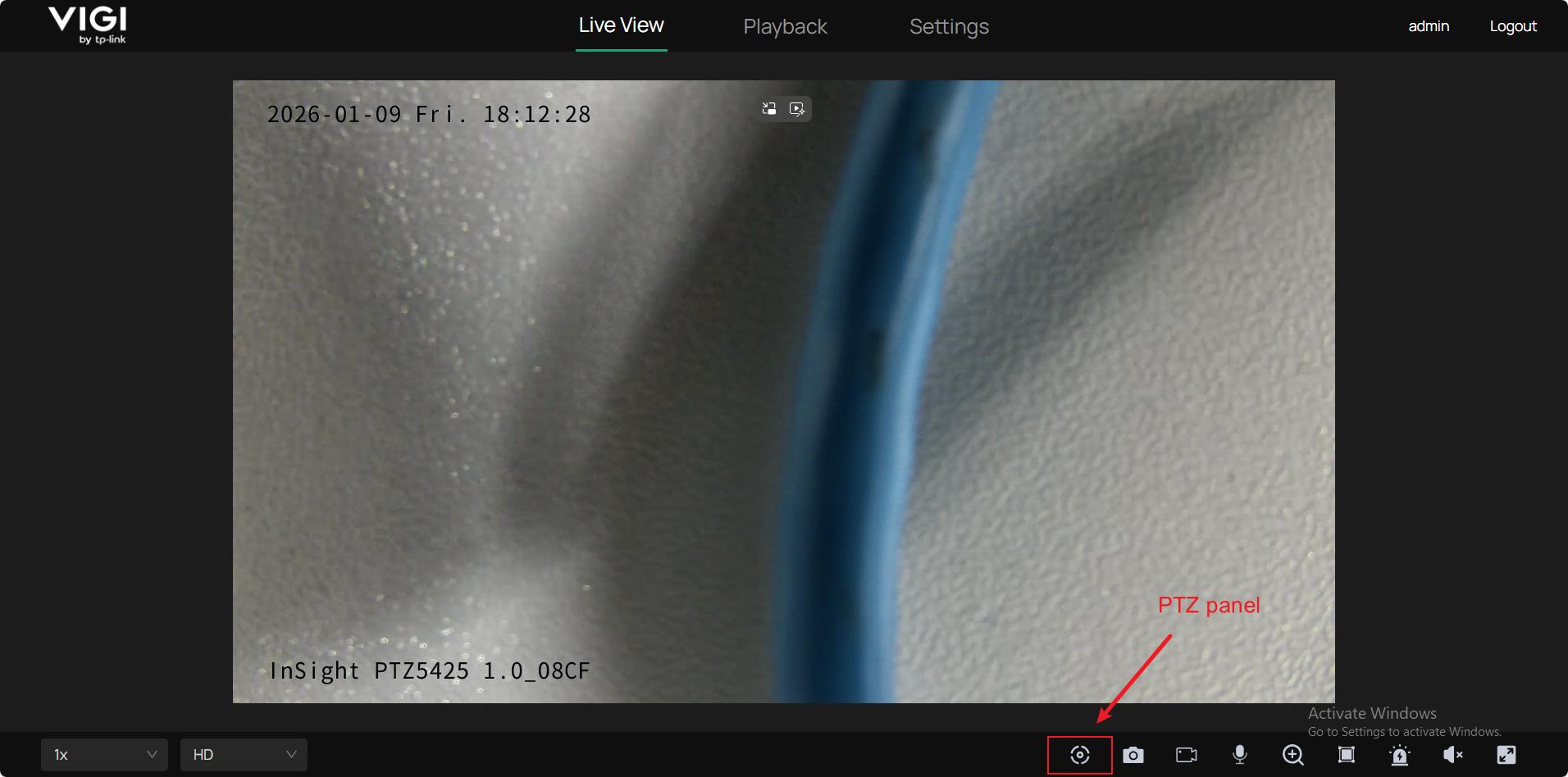 Open PTZ interface by clicking its button.