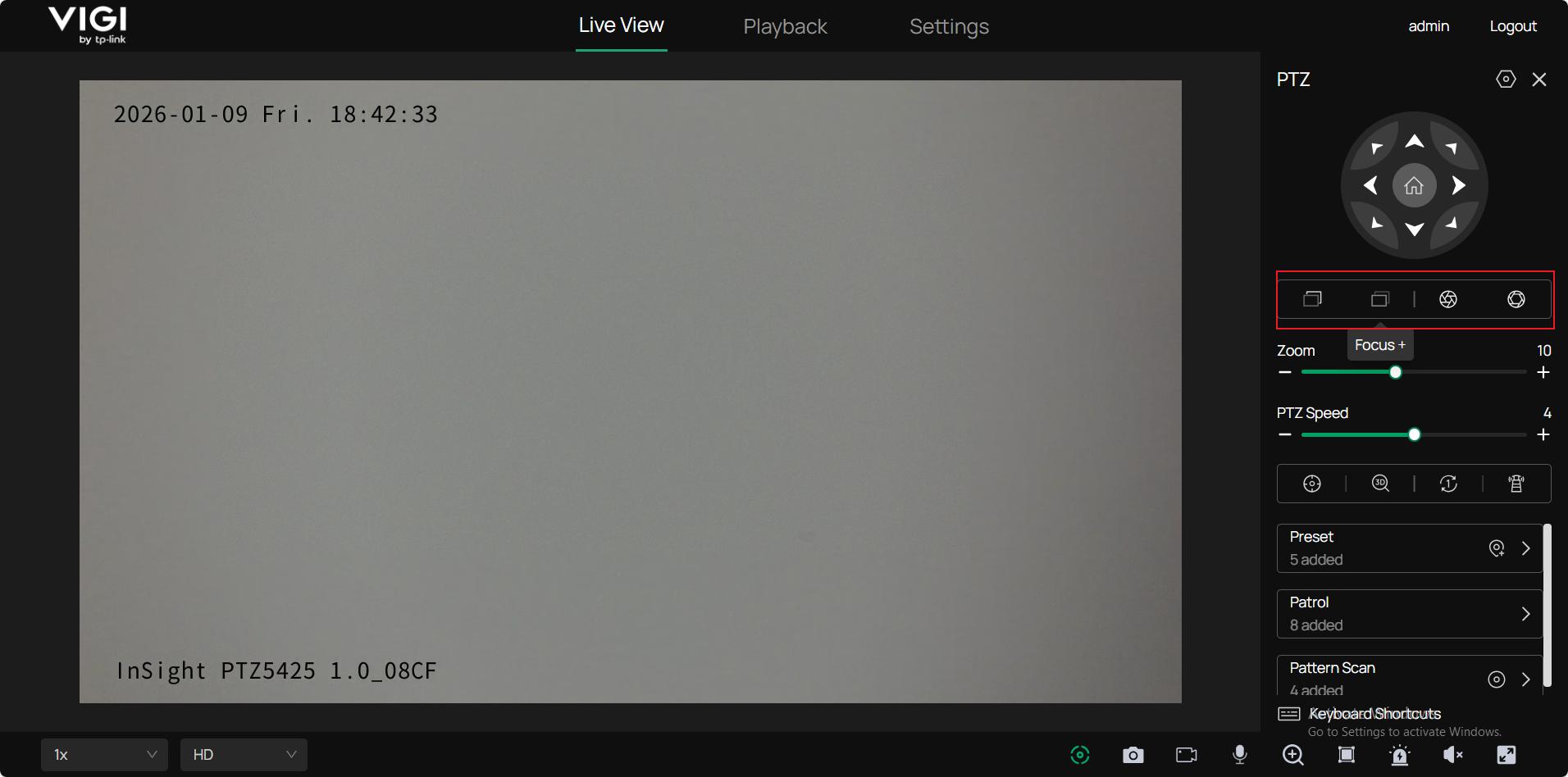 Buttons to adjust focus and aperture. Use them to get a clear image.