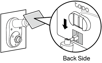 Illustration showing the camera being slid onto the mounted bracket. A close‑up view of the back side highlights how to align and push the camera downward until it locks into place.