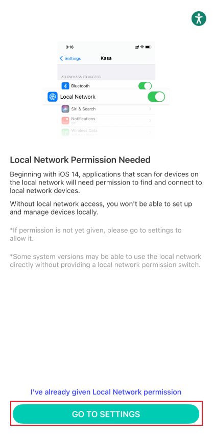 Tap “GO TO SETTINGS”.