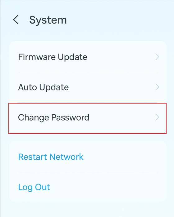 Change Password page.